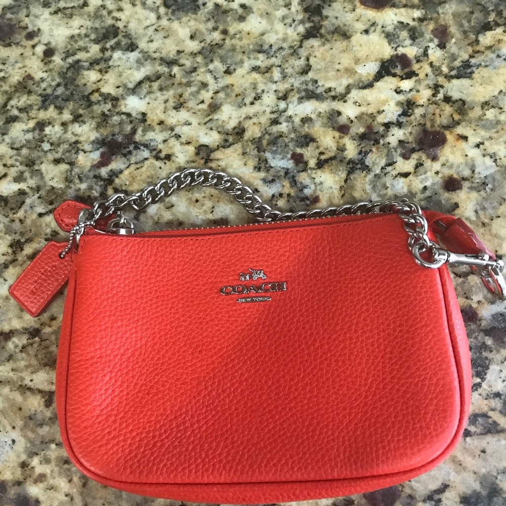 Coach Poppy Red Orange Wristlet